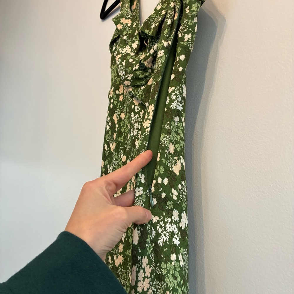 Reformation Green Floral Midi Dress, Size 4 - Picture 5 of 9